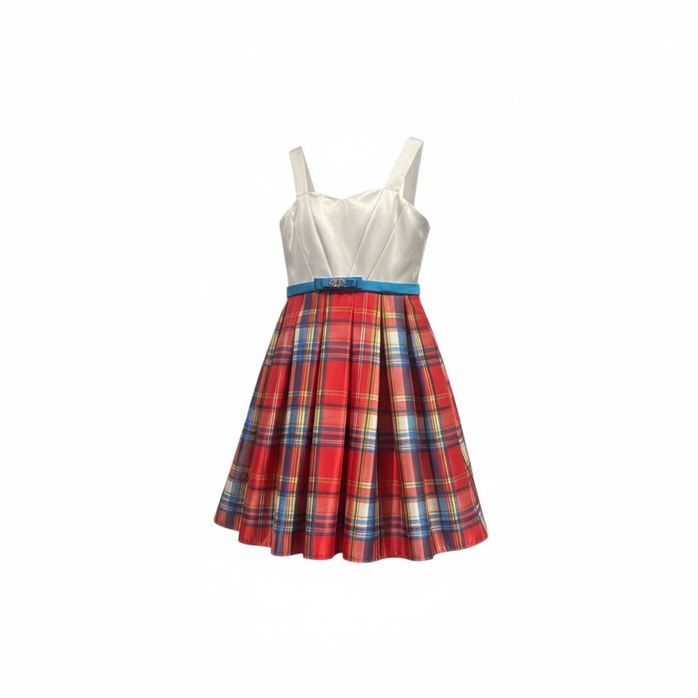Hannah XO Satin Plaid Ribbon Dress